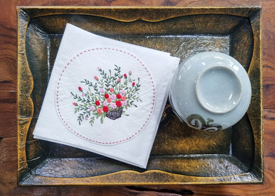 다용도 수건 자수 스티치